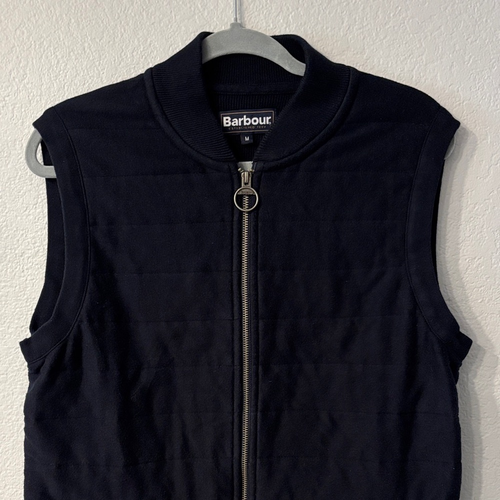 Barbour Midnight Blue Quilted Cotton Knit Sweater Vest